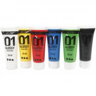 A-Color Acrylic Paint Glossy, 6 Primary Colours, 6x20 ml - #595355