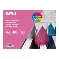 Apli Glitter Cardboard Block 32x24 cm 6 sheets - #599516