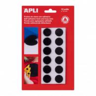 Apli Round Hook and Loop Self-adhesive Black 12 pcs - #599572