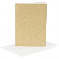 CC Cards and Envelopes, gold, card size 10,5x15 cm, envelope size 11,5x16,5 cm, glitter, 120+250 g, 4 set/ 1 pack - #590788