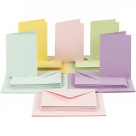 CC Cards and envelopes, pastel colours, card size 10,5x15 cm, envelope size 11,5x16,5 cm, 110+220 g, 50 set/ 1 pack - #590315