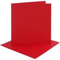 CC Cards and envelopes, red, card size 15,2x15,2 cm, envelope size 16x16 cm, 230 g, 4 set/ 1 pack - #590857