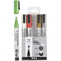 CC Chalk Markers, metallic colours, line 1,2-3 mm, 5 pc/ 1 pack - #591737