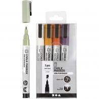 CC Chalk Markers, mute colours, line 1,2-3 mm, 5 pc/ 1 pack - #592160