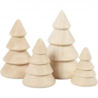 CC Christmas Trees, H: 3,3+4,3+5,3+6,3 cm, Dia. 2,3+3+3,2+4 cm, 4 pc/ 1 pack - #589917