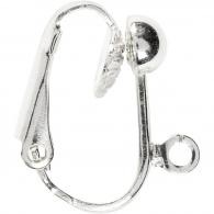 CC Clip-On Earrings, silver-plated, L: 16,5 mm, W: 1,5 mm, hole size 1,6 mm, 6 pc/ 1 pack - #591227