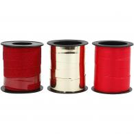 CC Curling Ribbon, gold, red, red glitter, W: 10 mm, 3x15 m/ 1 pack - #590272