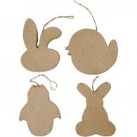 CC Easter Ornaments, Rabbit-head, Chick, Chick in Egg and Bunny, H: 10 cm, 4 pc/ 1 pack - #591983