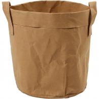 CC Faux Leather Storage Bag, light brown, H: 20 cm, Dia. 19,5 cm, 350 g, 1 pc - #589460