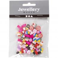 CC Figure beads, Candy, cakes and ice cream, Dia. 10 mm, hole size 1,5 mm, 60 pc/ 1 pack - #591175