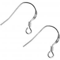 CC French Ear Wires, sterling silver, L: 14 mm, 10 pc/ 1 pack - #590951