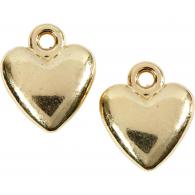 CC Heart pendant, gold-plated, size 13x15 mm, 10 pc/ 1 pack - #588692