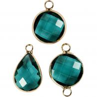 CC Jewellery Pendant, green, H: 15-20 mm, hole size 2 mm, 1 pack - #588682