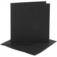 CC Kaarten &amp; Enveloppen Zwart 15x15 cm 50 sets - #591322