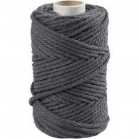 CC Macramé cord, grey, L: 55 m, Dia. 4 mm, 330 g/ 1 roll - #591691