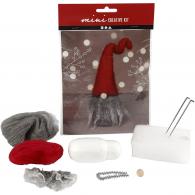 CC Mini Craft Kit, Christmas gnome w/grey beard, H: 13 cm, 1 pack - #590899