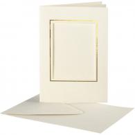 CC Passepartout Card, off-white, rectangular with gold border, card size 10,5x15 cm, envelope size 11,5x16,5 cm, 10 set/ 1 pack - #590800