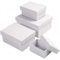 CC Rectangular Boxes, white, size 8,5x11,5+11x14 cm, H: 3,5+4,5+5,5+6,5 cm, 4 pc/ 1 set - #590039