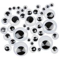 CC Self-Adhesive Wiggle Eyes 1100 Pieces, D: 6-20 mm - #594754