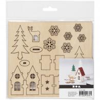 CC Self-assembly Figures, house, tree, roe deer, L: 15,5 cm, W: 17 cm, 1 pack - #590906