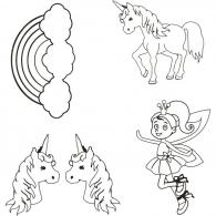 CC Shrink plastic sheets with motifs, matt transparent, unicorn, 10,5x14,5 cm, thickness 0,3 mm, 4 sheet/ 1 pack - #589784