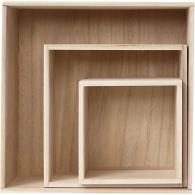 CC Storage Boxes, square, H: 15x15+21,5x21,5+28x28 cm, D. 12,5 cm, 3 pc/ 1 set - #590120