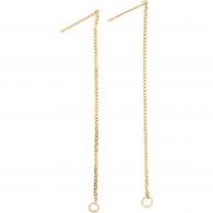 CC Stud Earrings, gold-plated, L: 70 mm, 1 pair - #591082