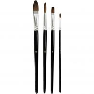 CC Watercolour paint brushes, no. 1-7-10, L: 17,5-20,5 cm, W: 3-13 mm, short handles, 4 pc/ 1 pack - #591796