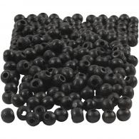 CC Wooden Beads, black, 150 pc, Dia. 5 mm, hole size 1,5 mm, 6 g/ 1 pack - #591171