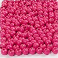 CC Wooden Beads, pink, 150 pc, Dia. 5 mm, hole size 1,5 mm, 6 g/ 1 pack - #591020