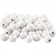 CC Wooden Beads, white, Dia. 12 mm, hole size 3 mm, 22 g/ 1 pack - #591086