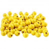 CC Wooden Beads, yellow, 80 pc, Dia. 8 mm, hole size 2 mm, 15 g/ 1 pack - #591122