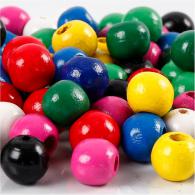 CC Wooden Beads Mix, assorted colours, Dia. 12 mm, hole size 3 mm, 22 g/ 1 pack - #591201