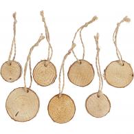 CC Wooden disc with hole for cord, Dia. 35-45 mm, thickness 7 mm, 7 pc/ 1 pack - #589359