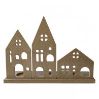 Gomille MDF Candle Holder 3 Scandinavian Houses - #599291