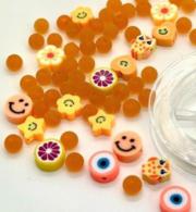 Katsuki Smileys Beads with Wire 64 pieces Orange - #589786