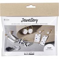 Mini Hobby Set Jewelry Clay Earrings Black White - #593630