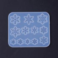 Silicone molds, resin mold forms, for UV, epoxy resin jewelry, Snowflake, White, 84x71.5x4mm; Snowflake: 10mm, 11mm, 15m - #217322
