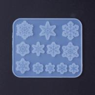 Silicone molds, resin mold forms, for UV, epoxy resin jewelry, Snowflake, White, 84x71.5x4mm; Snowflake: 10mm, 11mm, 15m - #217322