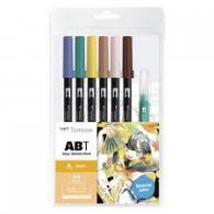 Tombow ABT Dual Brush Pen Set 6 Pieces Manga Bird - #593913